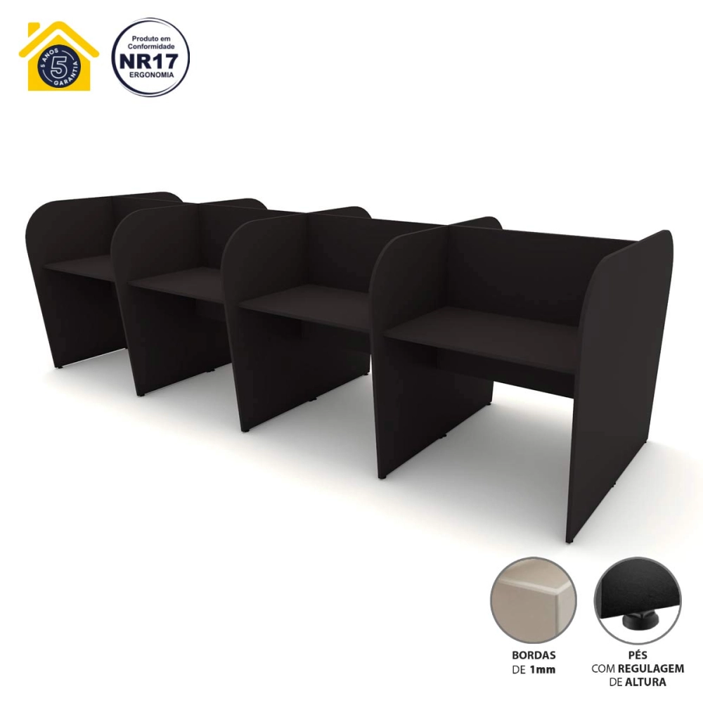 Plataforma de Trabalho Atendimento 8 Pessoas 3,70m Pre F5 Cor:Preto