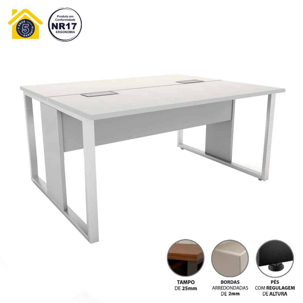 Plataforma Para 2 Lugares Pés em Metal 90 cm x 1,20 m Cinza Cor:Cinza
