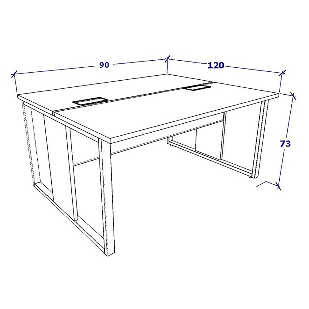 Plataforma Para 2 Lugares Pés em Metal 90 cm x 1,20 m Cinza Cor:Cinza